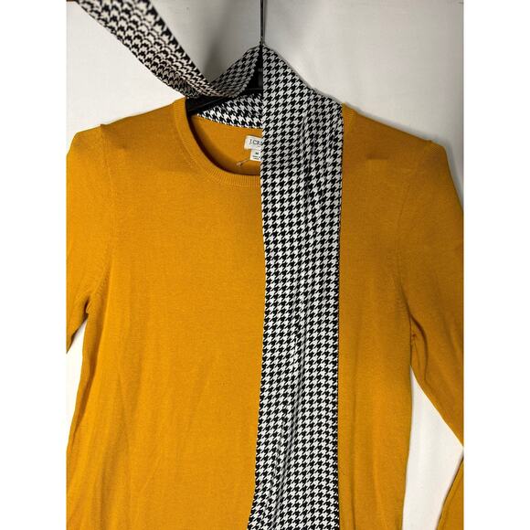NWT J. Crew Re Imagined Mustard crewneck sweater Houndstooth scarf size medium - Picture 5 of 11